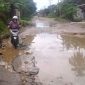 Salah satu titik jalan di ruas Afia-Tuhemberua yang cukup parah di Dusun 4 Desa Hilihao Kecamatan Gunungsitoli. JAMIL MENDROFA/BALUSENIAS.COM