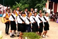 Aksi peserta dalam Perayaan Hari Anak Nasional di Kecamatan Hiliduho. AGRI HELPIN ZEBUA/BALUSENIAS.COM