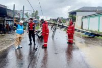 Manager UPPP PLN Area Nias, Leonard Tulus Panjaitan memberi arahan terkait pengamanan kepada personel Polres Nias di lokasi tiang tumbang pada Selasa, 17 Juni 2025. AVRIL LAOLI/BALUSENIAS.COM