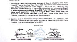 Isi surat yang disampaikan DPD Partai Golkar Kabupaten Nias Barat ke DPD Partai Golkar Provinsi Sumatera Utara. ISTIMEWA/BALUSENIAS.COM